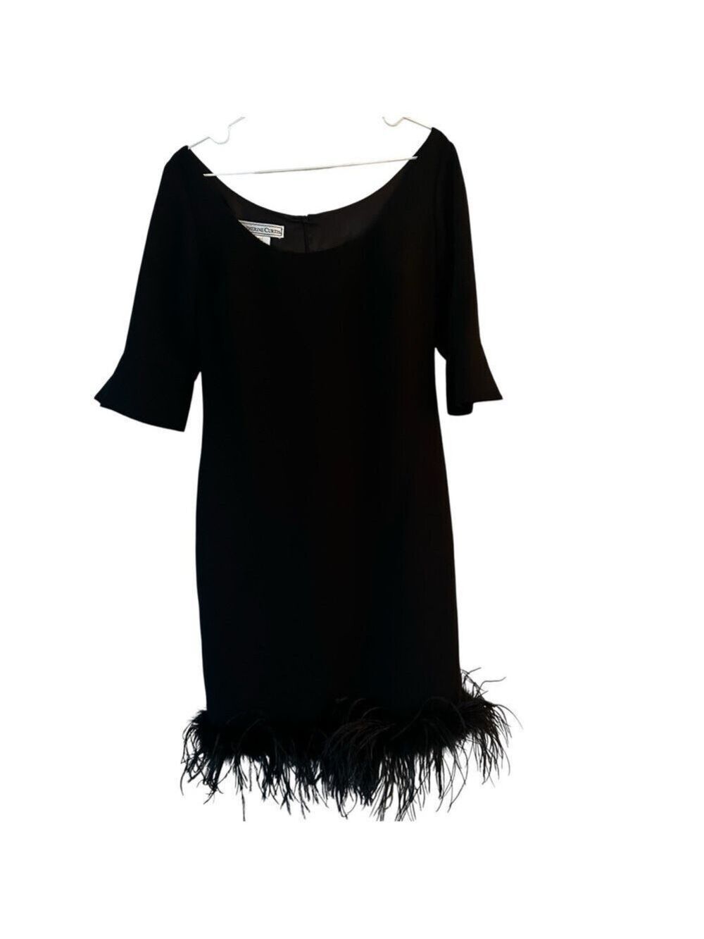 CATHERINE CURTIS Feather Trim Party Dress  Cocktail Dress MADE IN CANADA sz 10